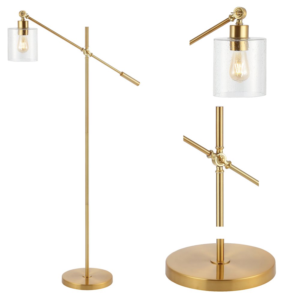 Kathryn Classic Iron/Seeded Glass Adjustable Head Modern Led Floor Lamp. Picture 7