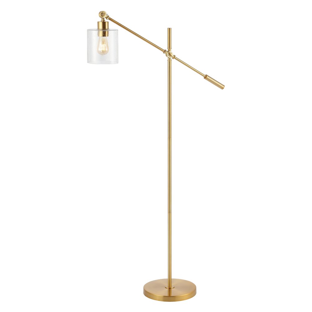 Kathryn Classic Iron/Seeded Glass Adjustable Head Modern Led Floor Lamp. Picture 1