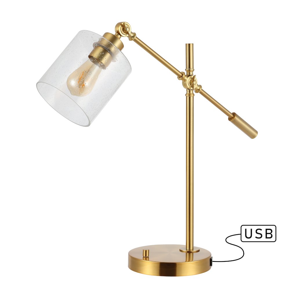 Iron/Seeded Glass Adjustable Head Modern Usb Charging Led Task Lamp. Picture 9