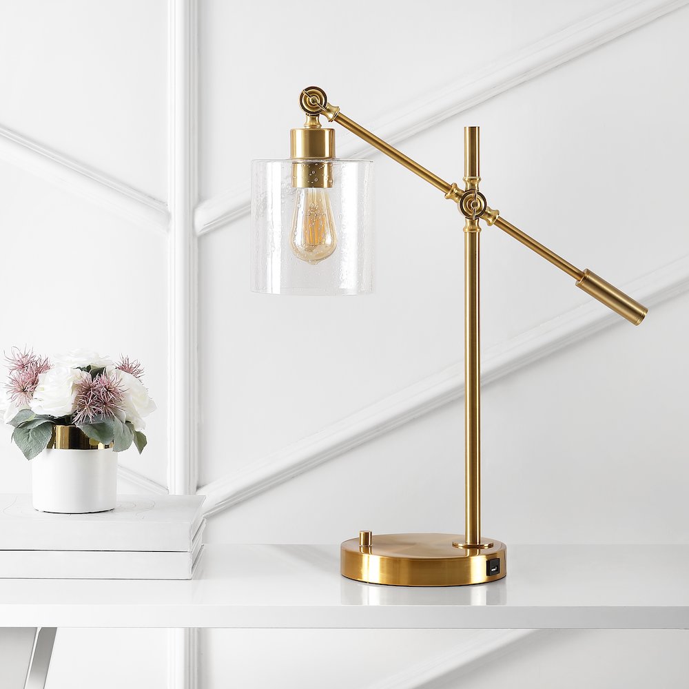 Iron/Seeded Glass Adjustable Head Modern Usb Charging Led Task Lamp. Picture 8