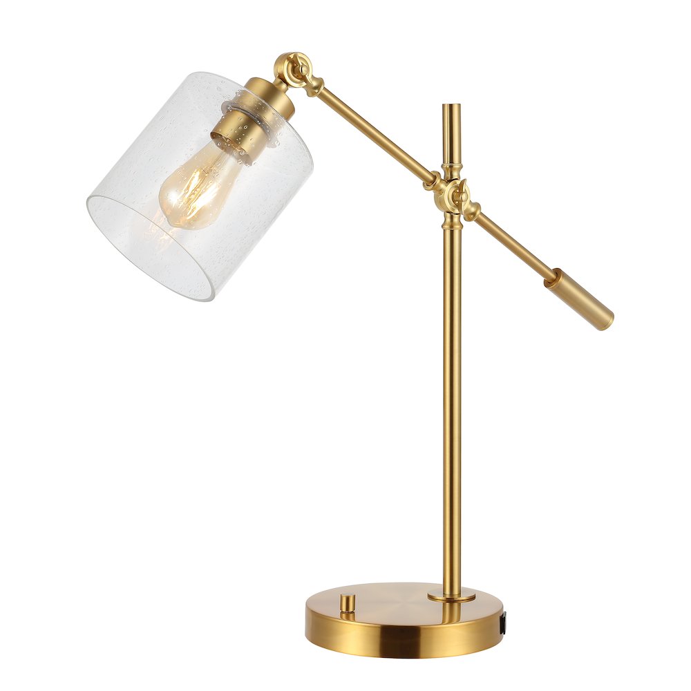 Iron/Seeded Glass Adjustable Head Modern Usb Charging Led Task Lamp. Picture 1