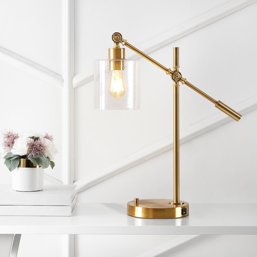 Iron/Seeded Glass Adjustable Head Modern Usb Charging Led Task Lamp. Picture 5