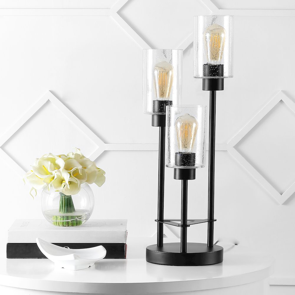 Axel Modern Iron/Seeded Glass Modern Industrial Led Table Lamp. Picture 6
