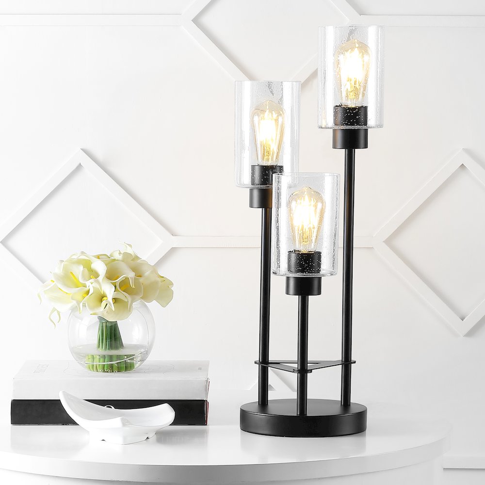 Axel Modern Iron/Seeded Glass Modern Industrial Led Table Lamp. Picture 5