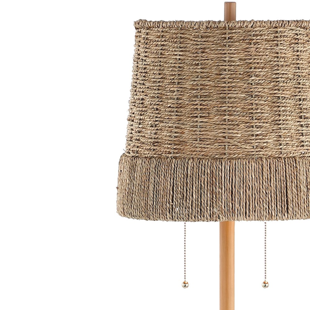Ocata Coastal Bohemian Ironrattan Led Floor Lamp With Pull Chain. Picture 2