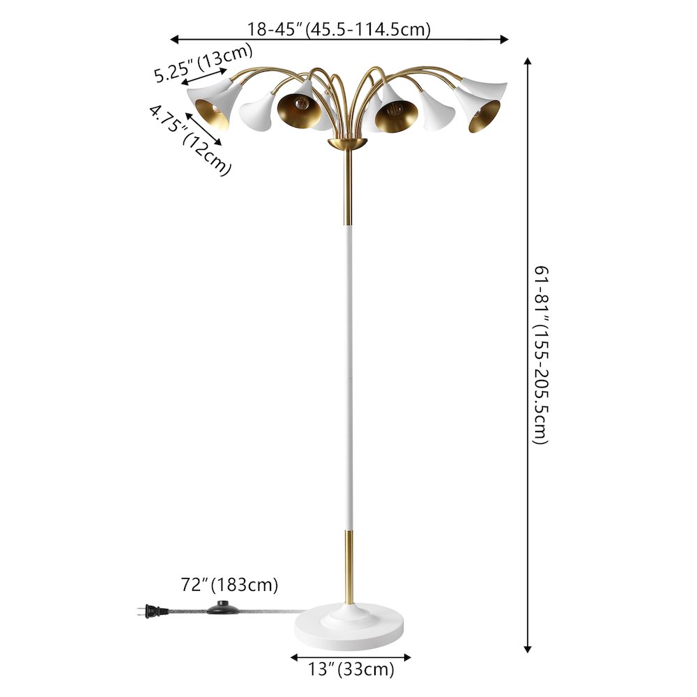 Vivian 10-Light Mid-Century Modern Iron Medusa Multi Head Led Floor Lamp. Picture 3