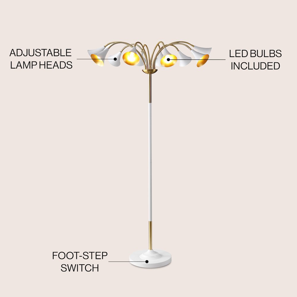 Vivian 10-Light Mid-Century Modern Iron Medusa Multi Head Led Floor Lamp. Picture 4
