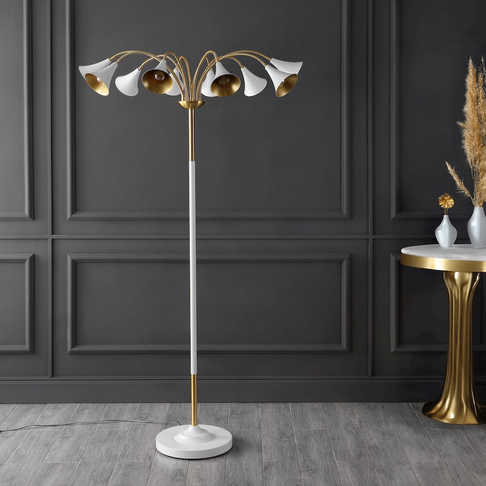 Vivian 10-Light Mid-Century Modern Iron Medusa Multi Head Led Floor Lamp. Picture 1