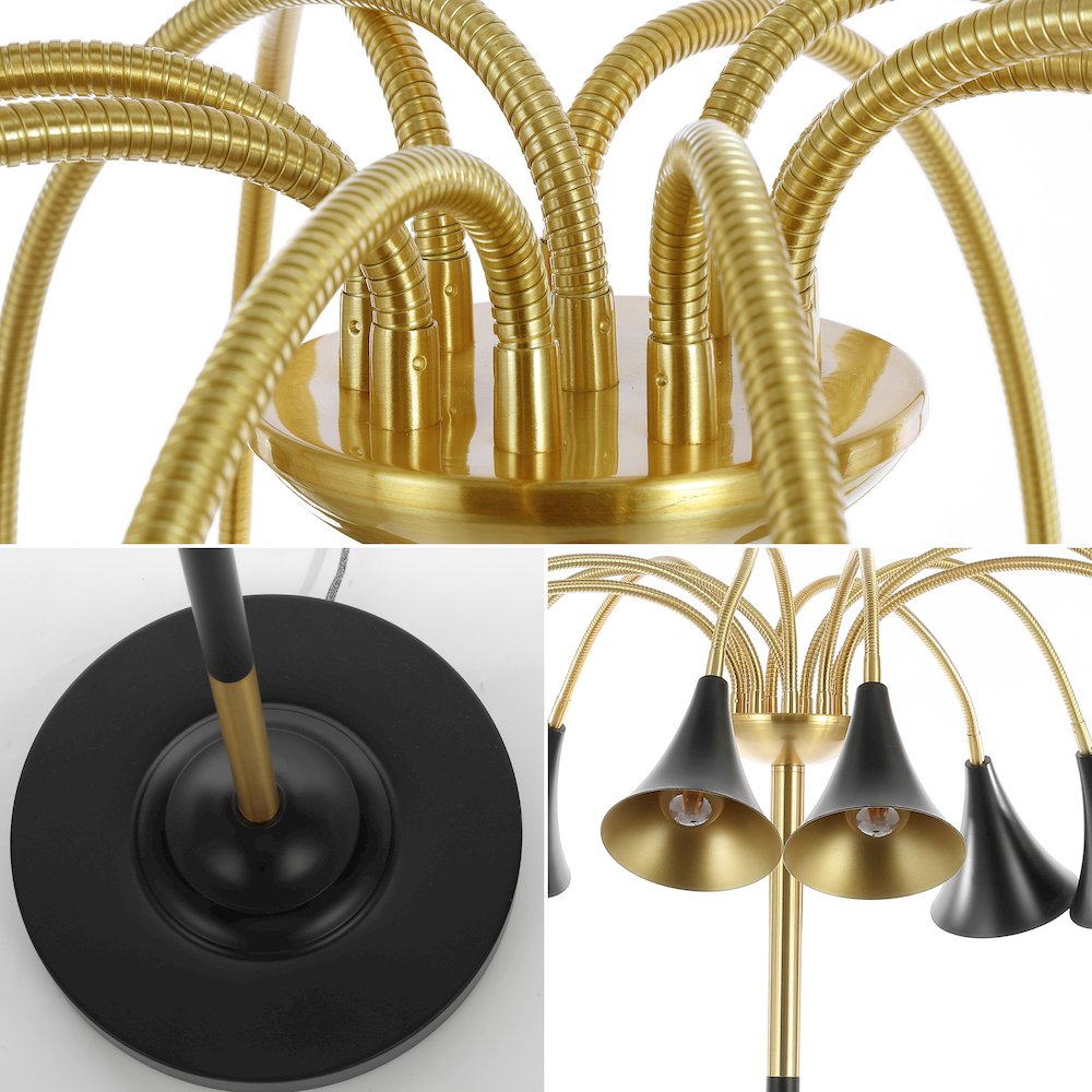 Vivian 10-Light Mid-Century Modern Iron Medusa Multi Head Led Floor Lamp. Picture 2
