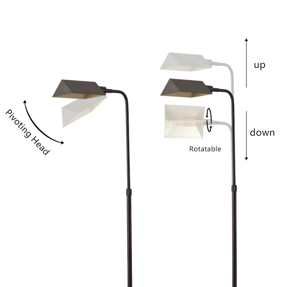 Cotys MidCentury Industrial Metal Adjustable Pharmacy LED Floor Lamp. Picture 4