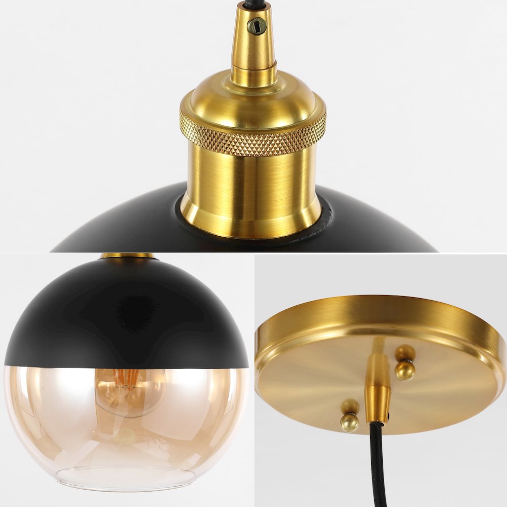Nixon 1-Light Mid-Century Modern Metal/Glass Adjustable Drop Globe Led Pendants. Picture 3