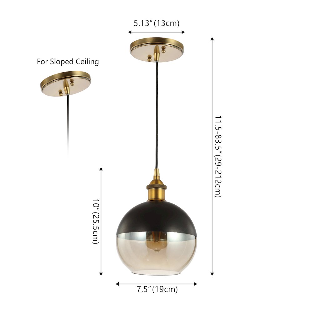 Nixon 1-Light Mid-Century Modern Metal/Glass Adjustable Drop Globe Led Pendants. Picture 4