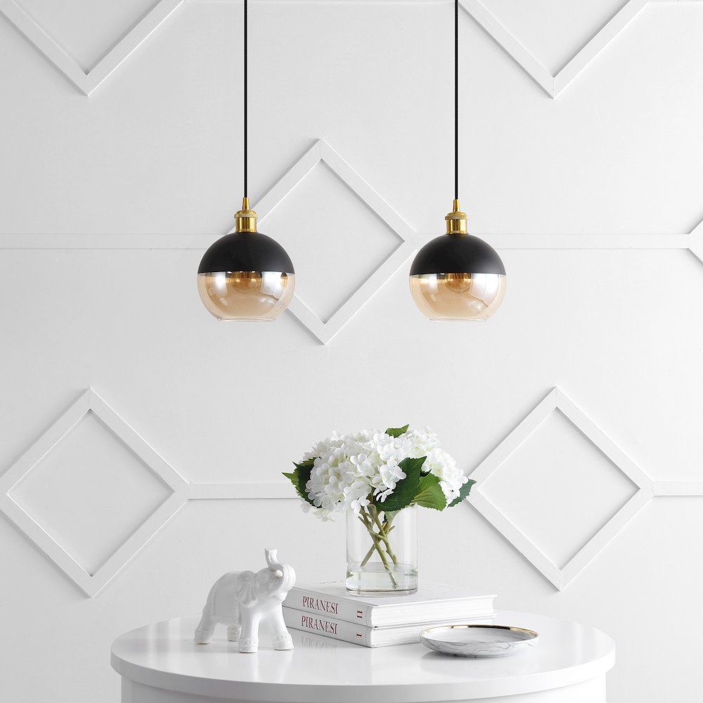 Nixon 1-Light Mid-Century Modern Metal/Glass Adjustable Drop Globe Led Pendants. Picture 1