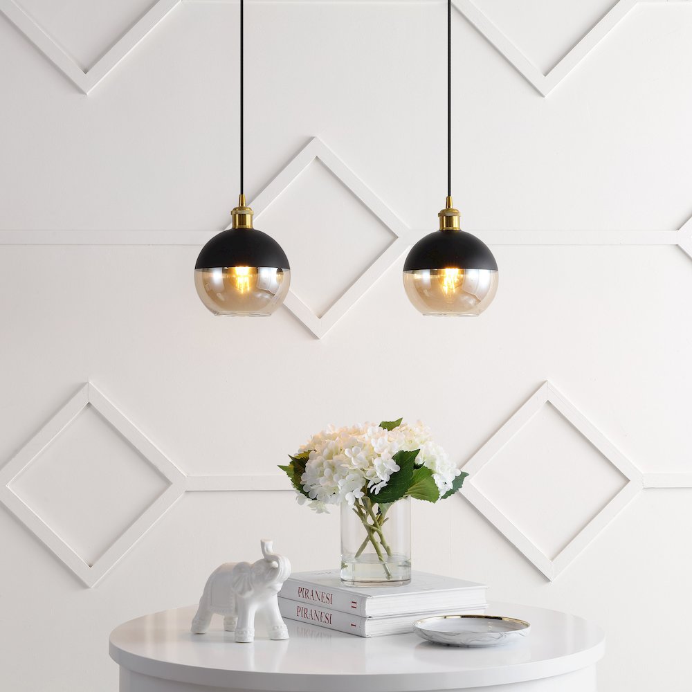 Nixon 1-Light Mid-Century Modern Metal/Glass Adjustable Drop Globe Led Pendants. Picture 2