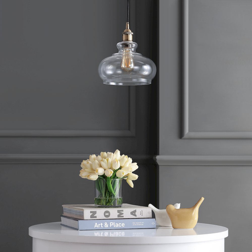 Wyatt Adjustable Drop Pharmacy Metal/Glass Led Pendant. Picture 9