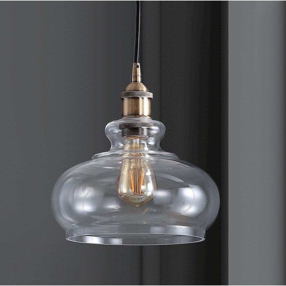 Wyatt Adjustable Drop Pharmacy Metal/Glass Led Pendant. Picture 7