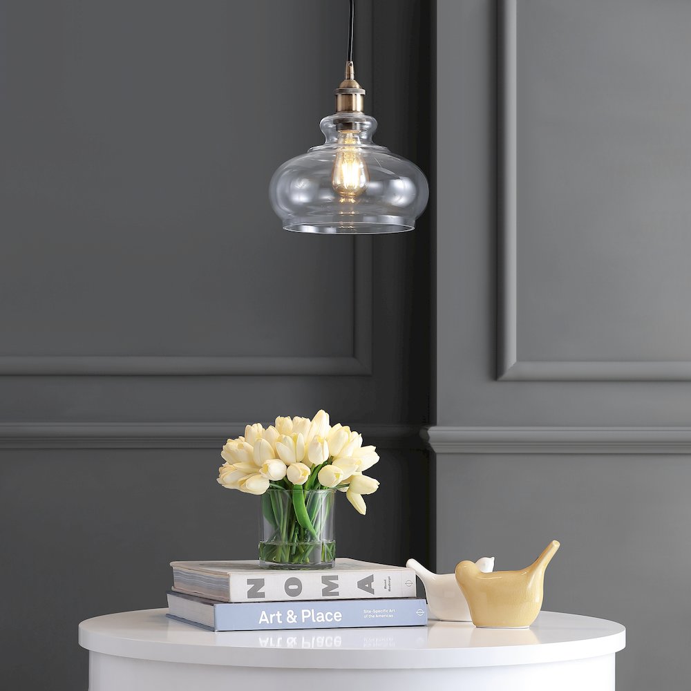 Wyatt Adjustable Drop Pharmacy Metal/Glass Led Pendant. Picture 8