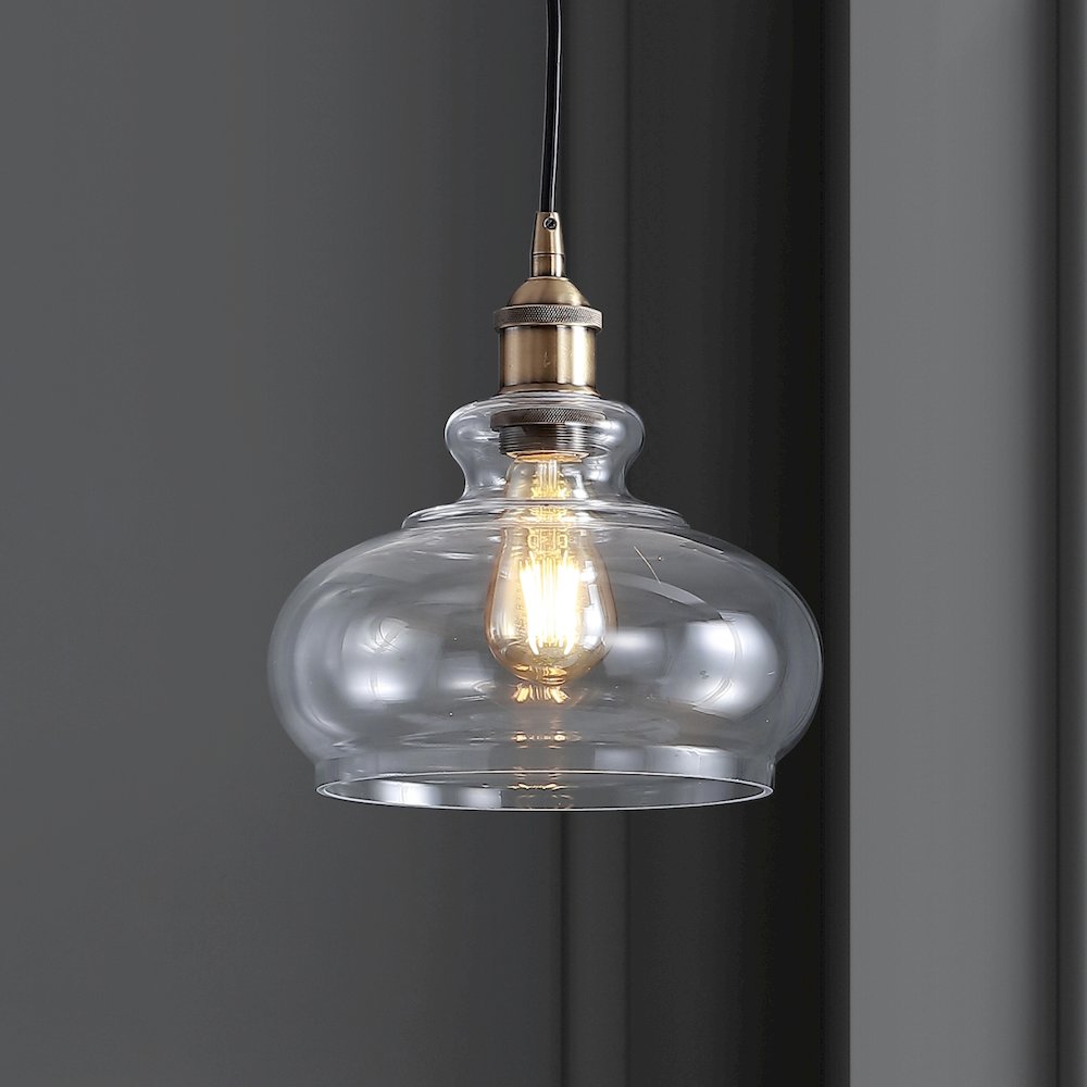 Wyatt Adjustable Drop Pharmacy Metal/Glass Led Pendant. Picture 6