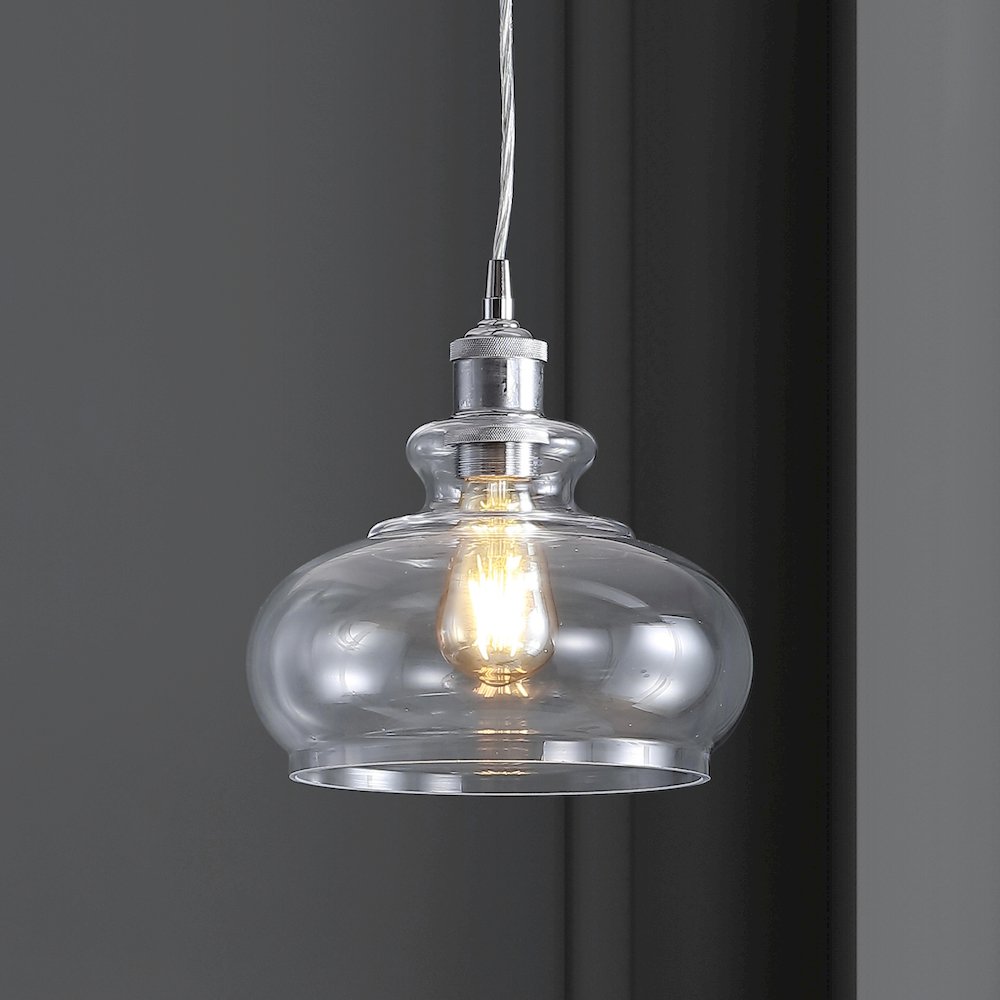 Wyatt Adjustable Drop Pharmacy Metal/Glass Led Pendant. Picture 11