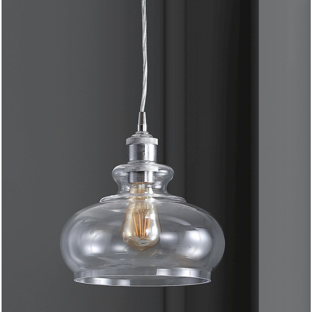 Wyatt Adjustable Drop Pharmacy Metal/Glass Led Pendant. Picture 7