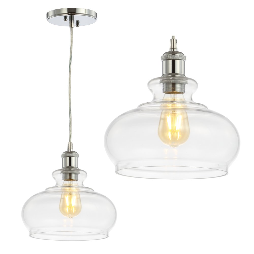 Wyatt Adjustable Drop Pharmacy Metal/Glass Led Pendant. Picture 1