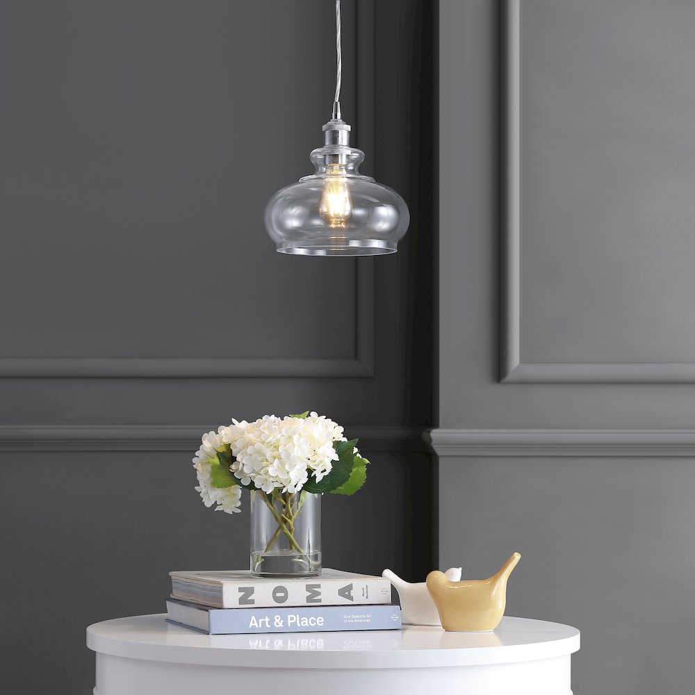 Wyatt Adjustable Drop Pharmacy Metal/Glass Led Pendant. Picture 8