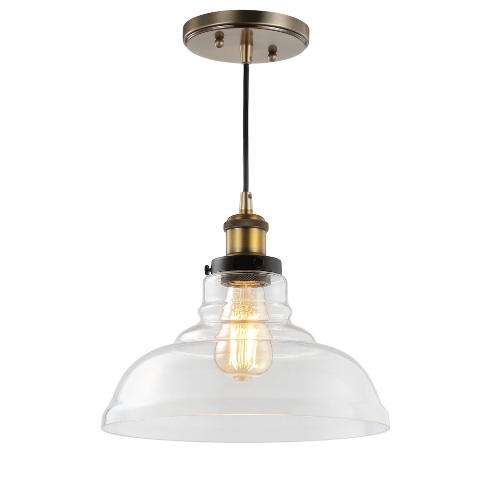 Litchfield Farmhouse Metal/Glass Led Pendant. Picture 1
