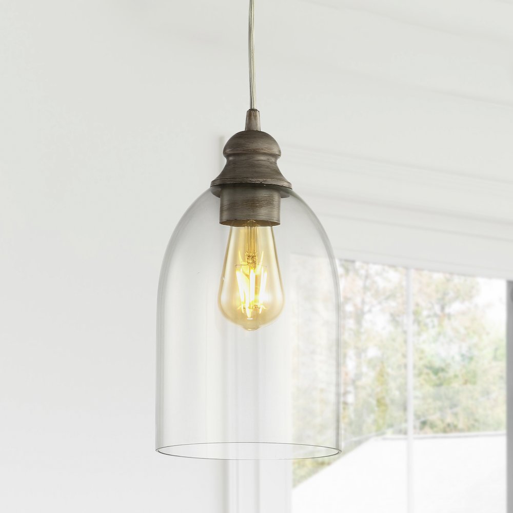 Fontaine Adjustable Greige Glass Led Pendant. Picture 11