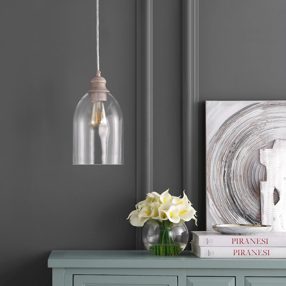 Fontaine Adjustable Greige Glass Led Pendant. Picture 8