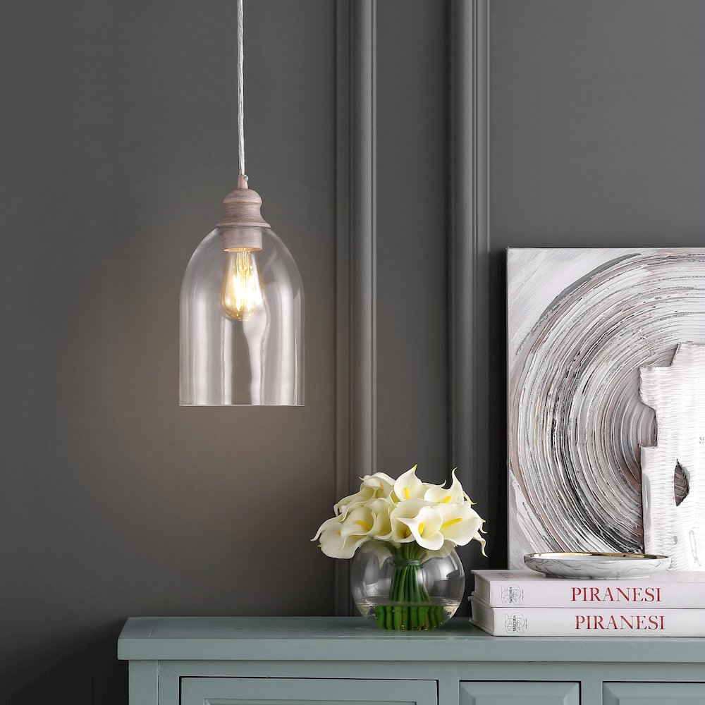 Fontaine Adjustable Greige Glass Led Pendant. Picture 7