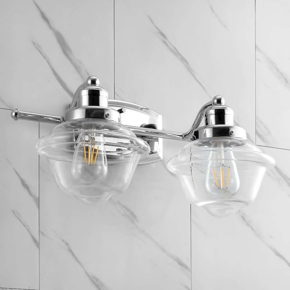 Orleans Iron/Glass Schoolhouse Led Vanity Light. Picture 8