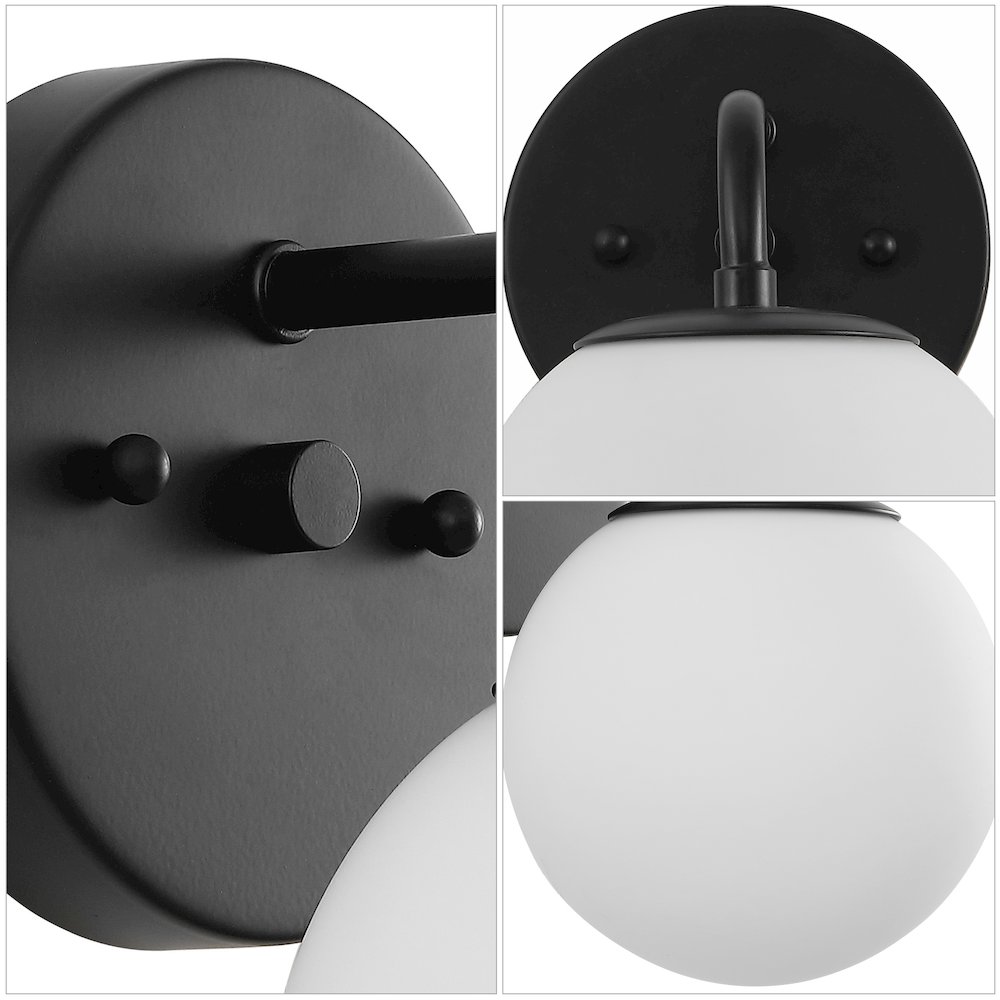 5.75" 1-Light Metal/Frosted Glass Contemporary LED Vanity Light, Black. Picture 4