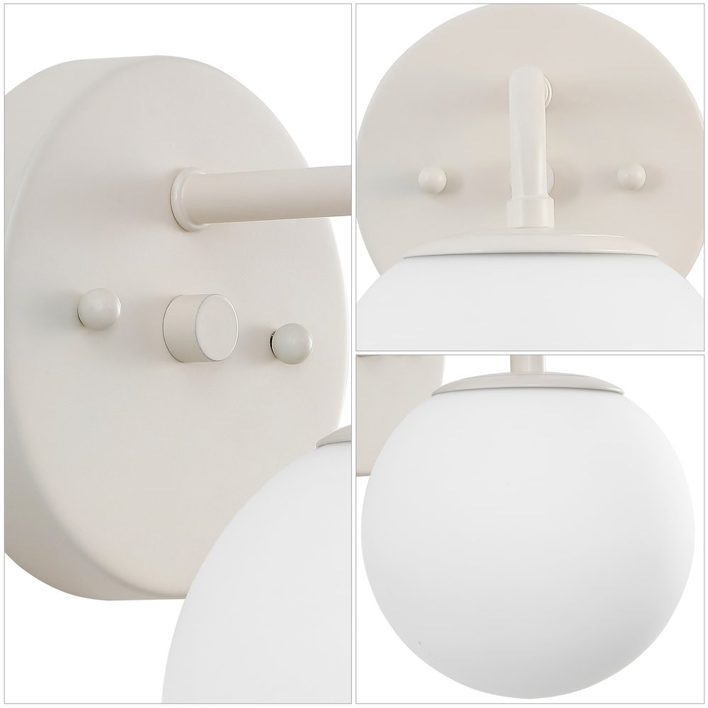 5.75" 1-Light Metal/Frosted Glass Contemporary LED Vanity Light, Almond. Picture 4