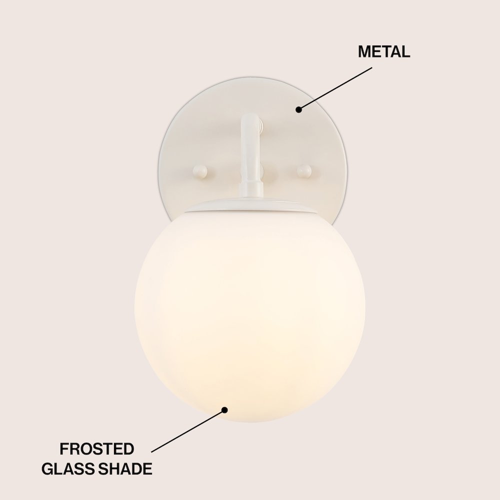 5.75" 1-Light Metal/Frosted Glass Contemporary LED Vanity Light, Almond. Picture 3