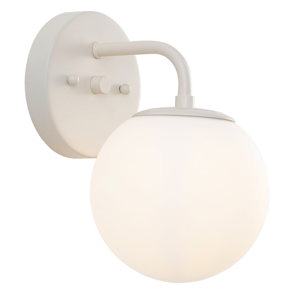 5.75" 1-Light Metal/Frosted Glass Contemporary LED Vanity Light, Almond. Picture 1