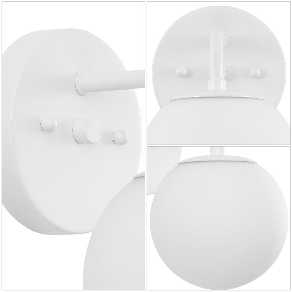 5.75" 1-Light Metal/Frosted Glass Contemporary LED Vanity Light, White. Picture 4