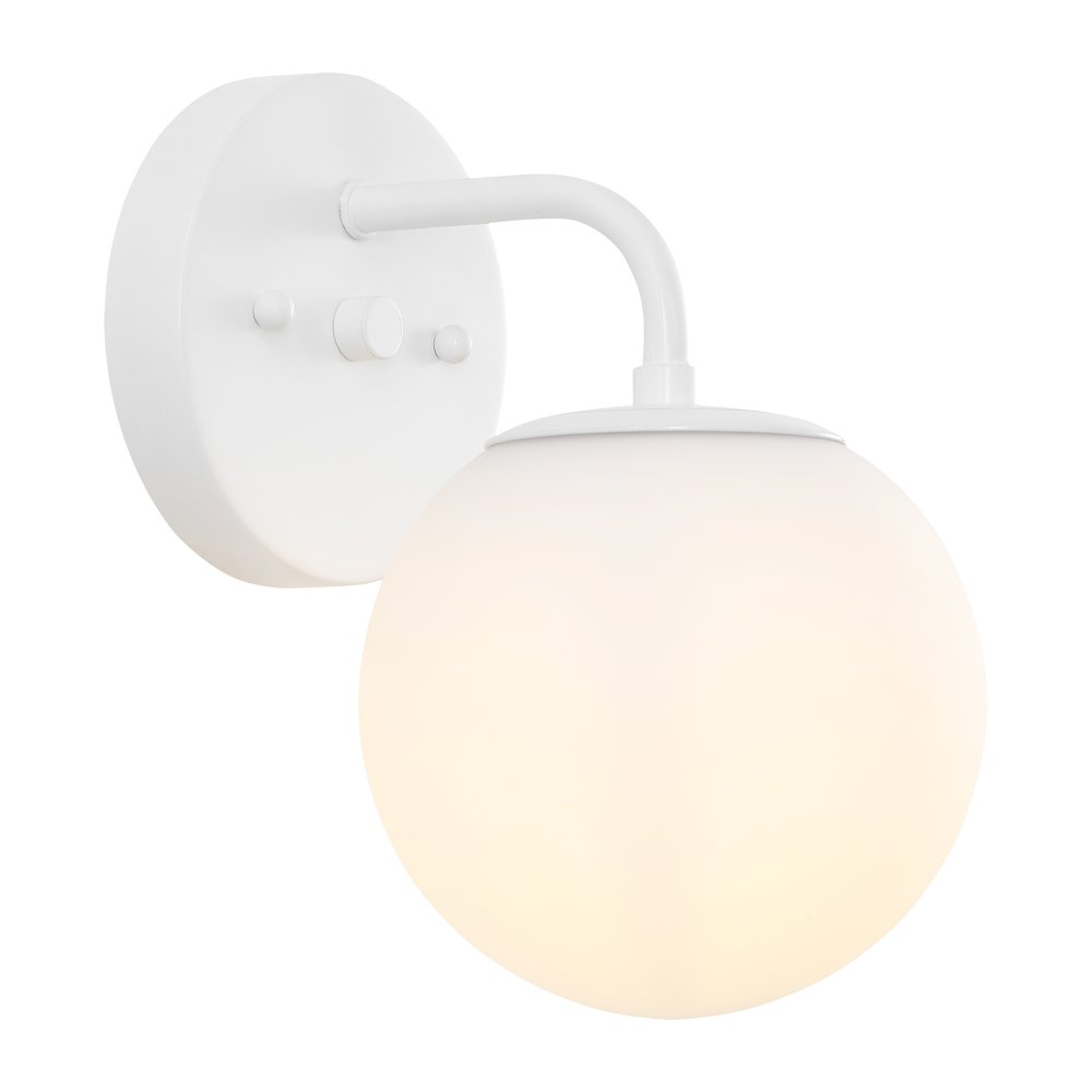 5.75" 1-Light Metal/Frosted Glass Contemporary LED Vanity Light, White. Picture 1