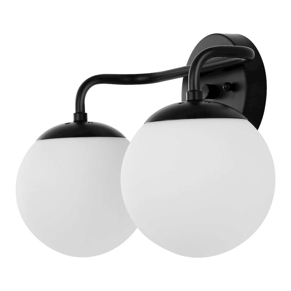 Louis 2-Light Metal/Frosted Glass Modern Contemporary Led Vanity Light. Picture 2