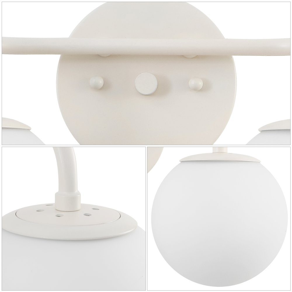 15" 2-Light Metal/Frosted Glass Contemporary LED Vanity Light, Almond. Picture 4
