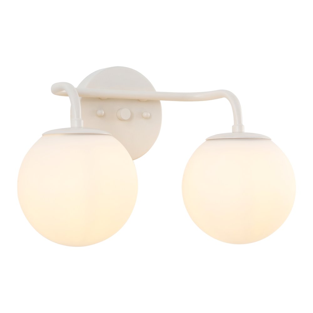 15" 2-Light Metal/Frosted Glass Contemporary LED Vanity Light, Almond. Picture 1