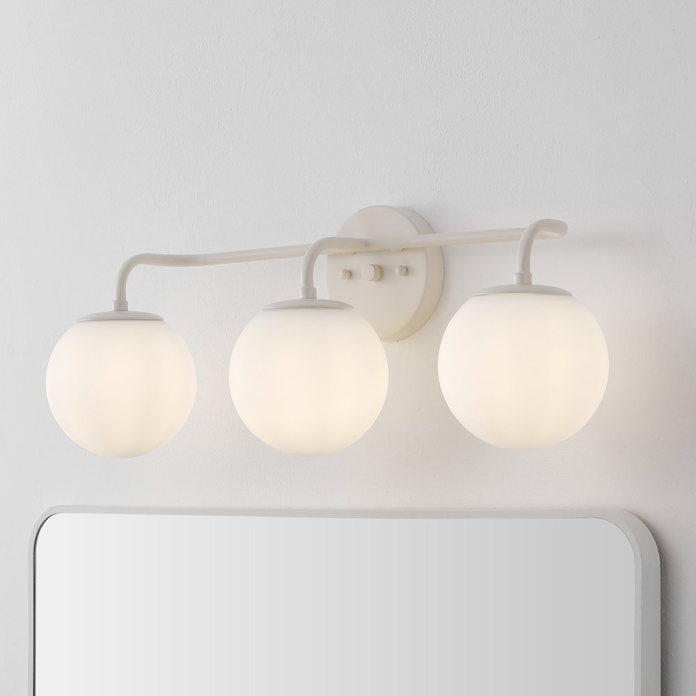 25" 3-Light Metal/Frosted Glass Contemporary LED Vanity Light, Almond. Picture 7