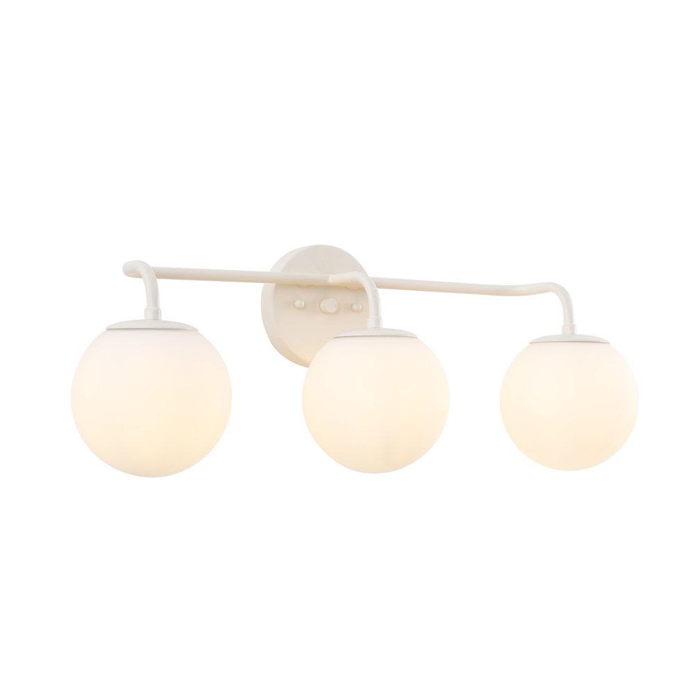 25" 3-Light Metal/Frosted Glass Contemporary LED Vanity Light, Almond. Picture 1