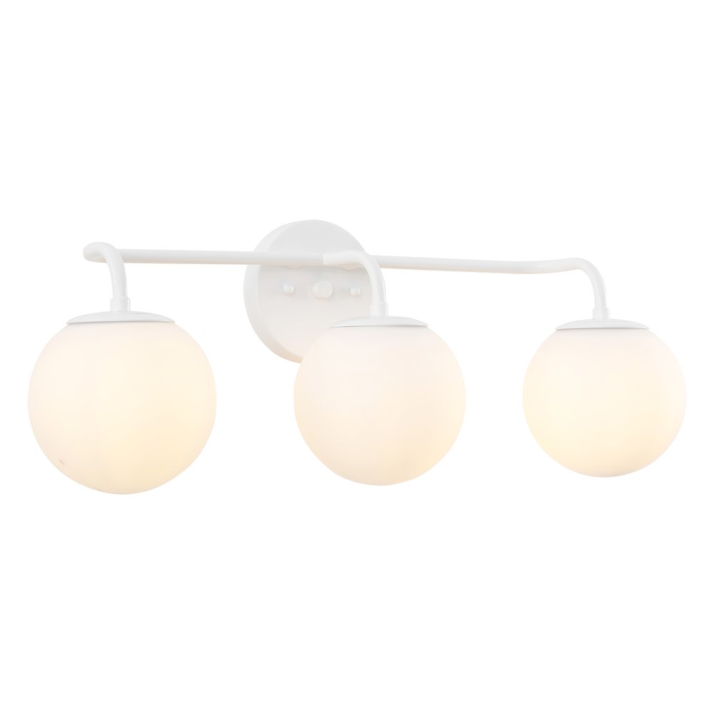 25" 3-Light Metal/Frosted Glass Contemporary LED Vanity Light, White. Picture 1