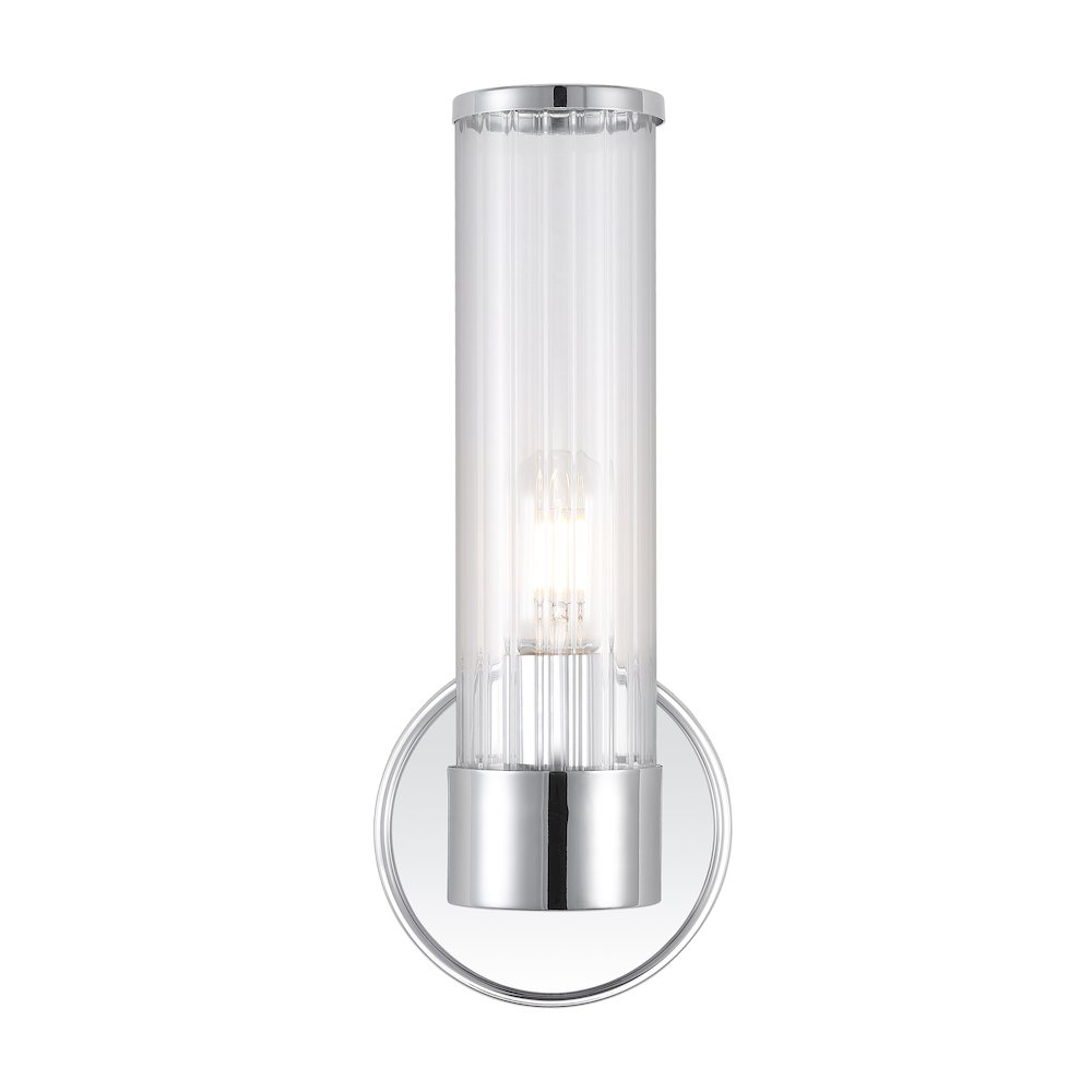 Cecil Tall Cylinder Ironstriped Glass Modern Mid Century Led Vanity. Picture 1