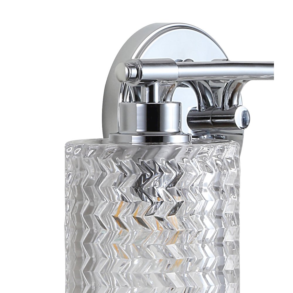 Spaulding Vintage Ironchevron Pattern Glass Farmhouse Cottage Led Vanity Light. Picture 3