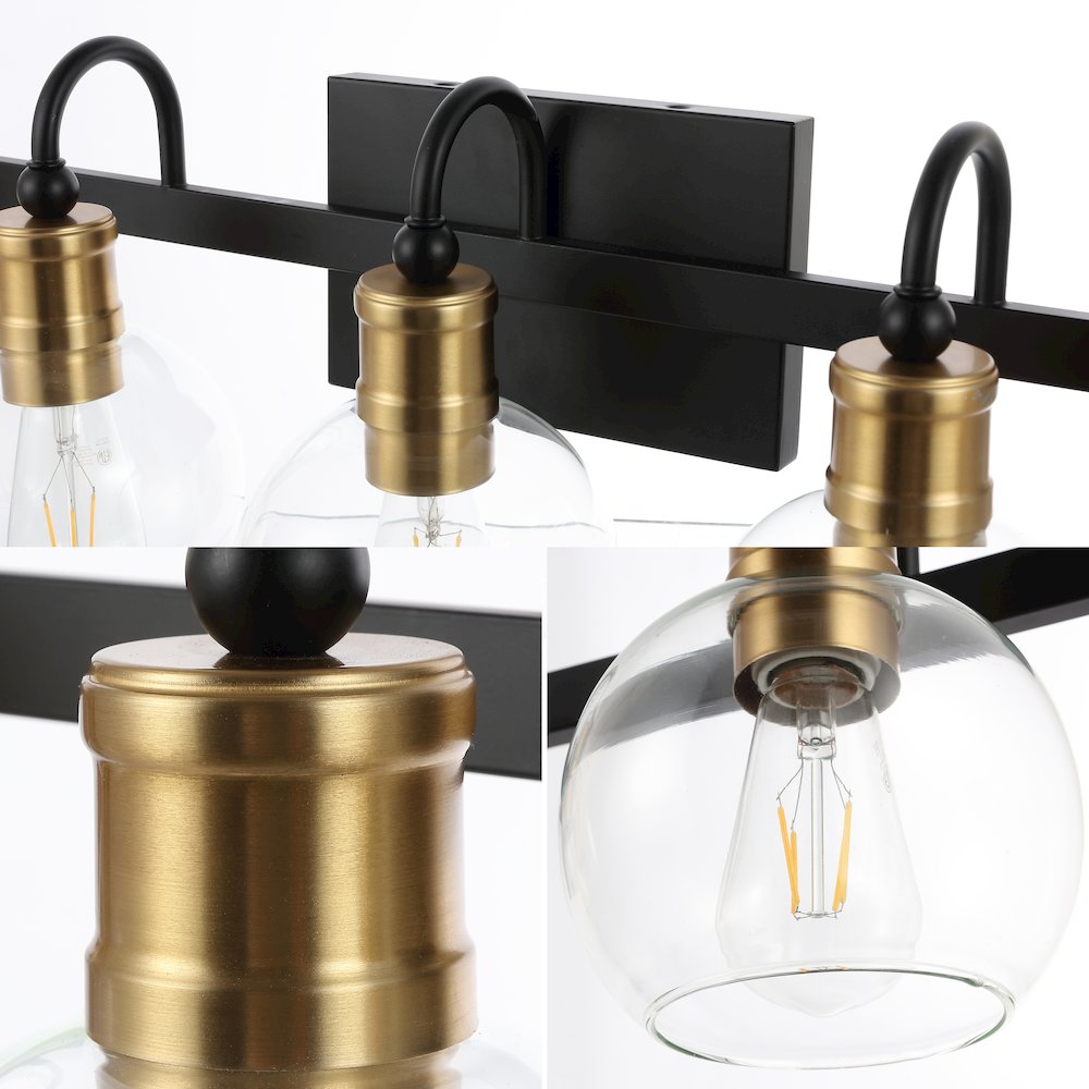 Marais 5-Light Iron/Glass Rustic Vintage Led Vanity Light. Picture 4