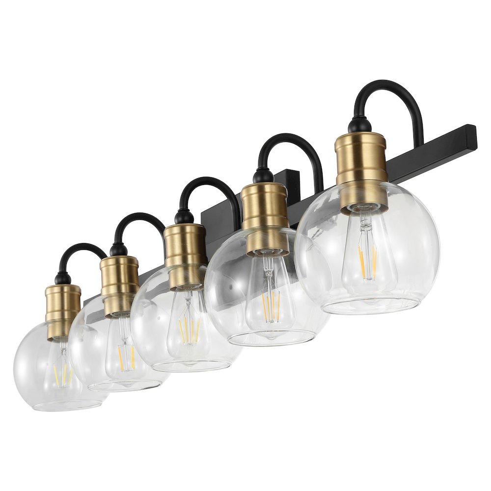 Marais 5-Light Iron/Glass Rustic Vintage Led Vanity Light. Picture 2