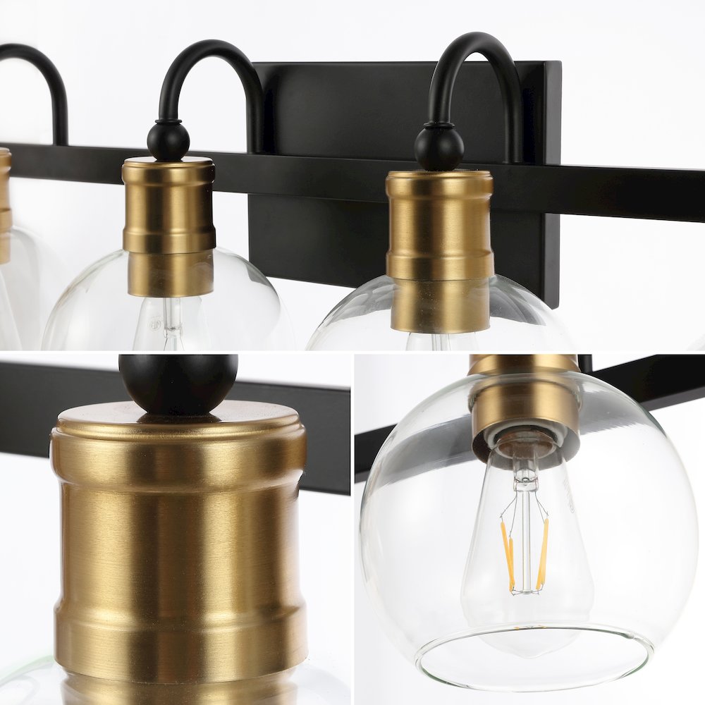 Marais 6-Light Iron/Glass Rustic Vintage Led Vanity Light. Picture 4