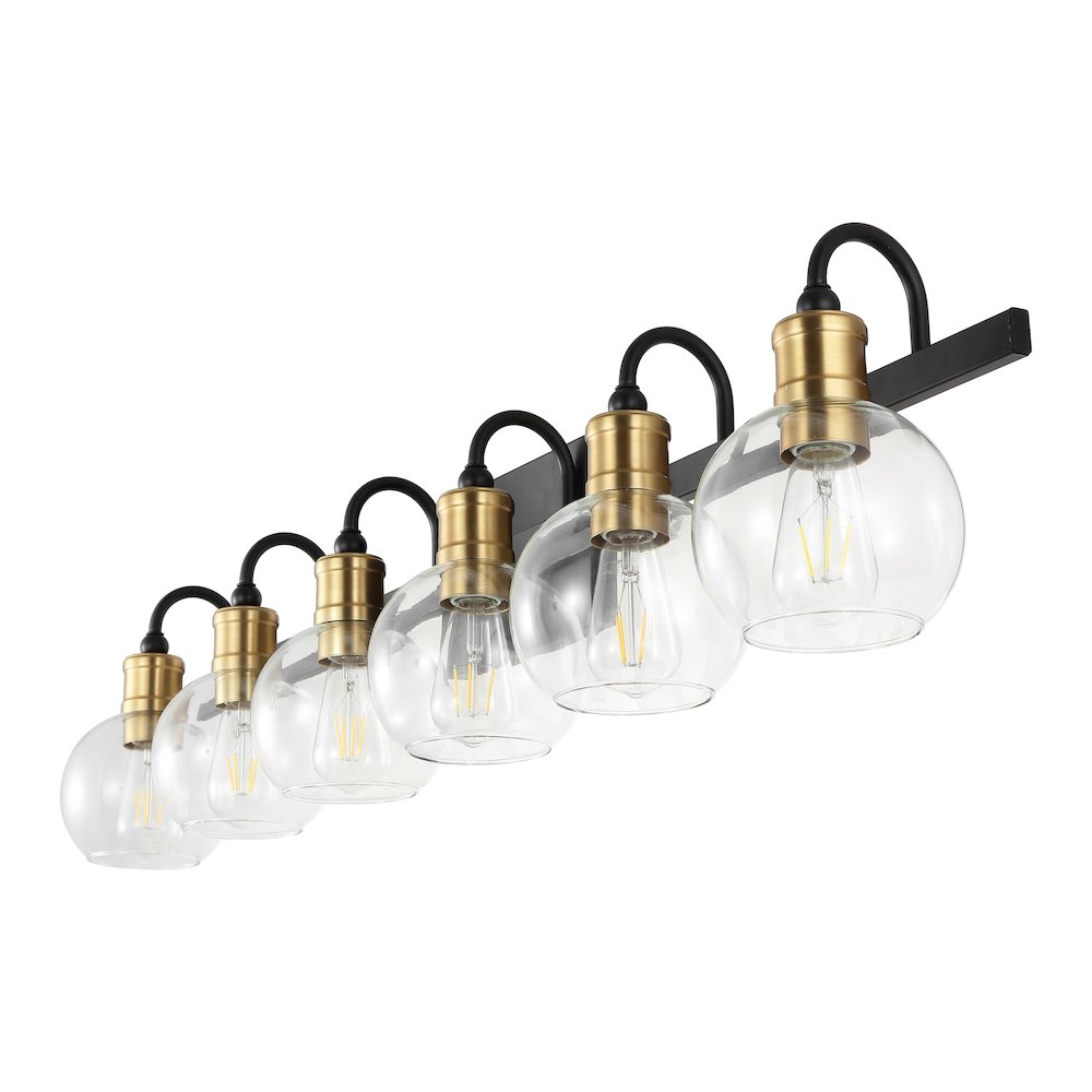 Marais 6-Light Iron/Glass Rustic Vintage Led Vanity Light. Picture 2