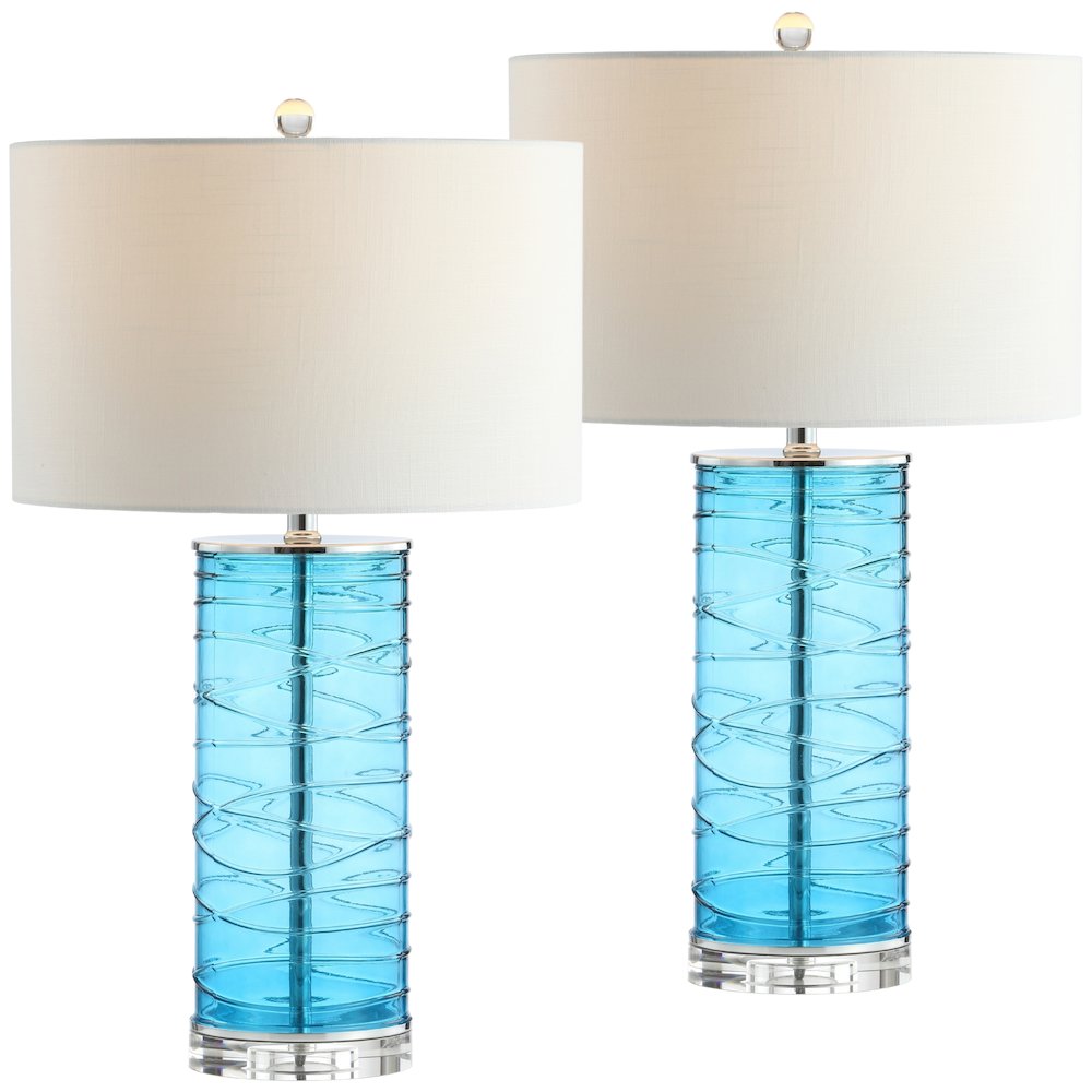 Cole Modern Fused Glass Cylinder Led Table Lamp (Set Of 2). Picture 1